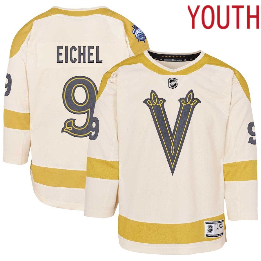 Youth Vegas Golden Knights 9 Jack Eichel Cream 2024 NHL Winter Classic Premier Player Jersey